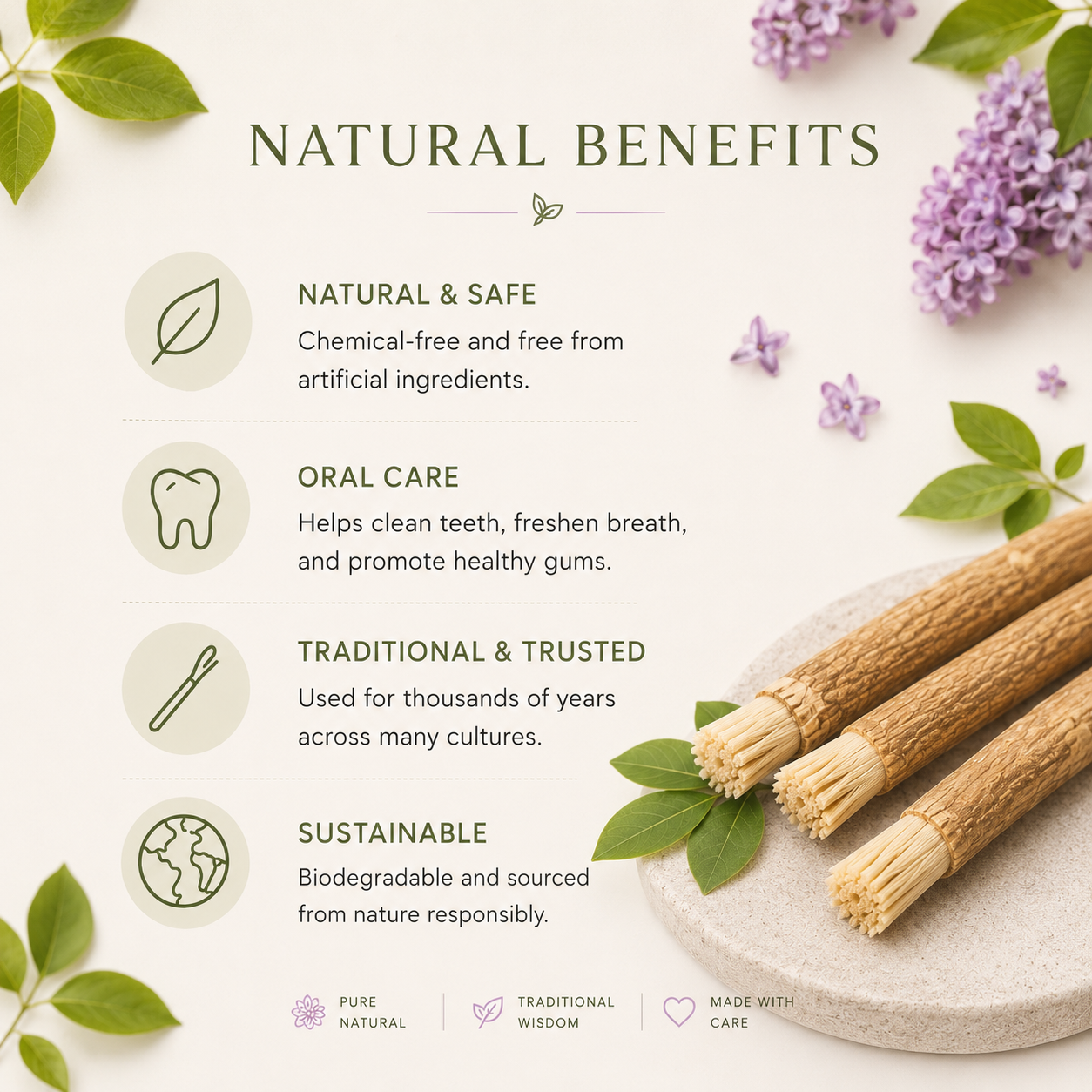 Lilac-Scented Miswak Sticks